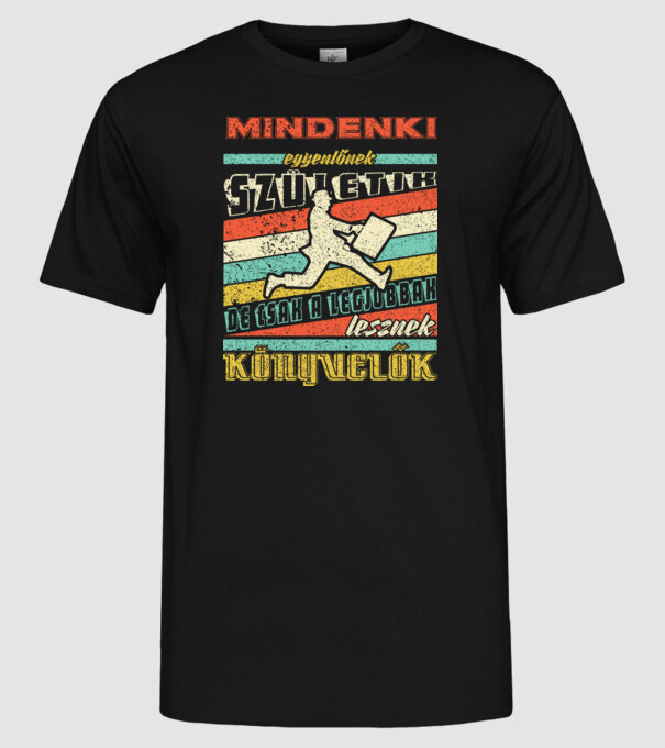 RETRO mindenki egyenlőnek születik KÖNYVELŐ minta fekete pólón