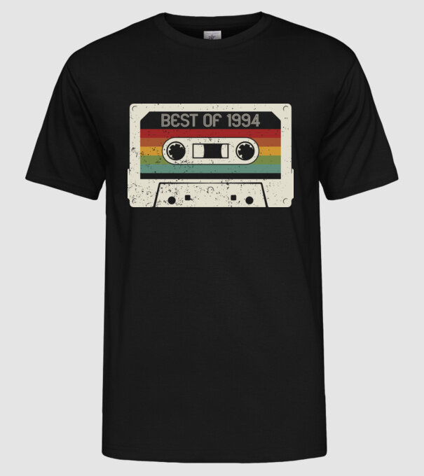retro tape 1994 vintage minta fekete pólón