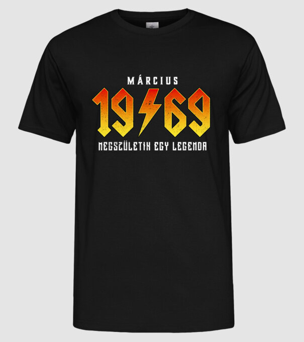Rock születésnap 1969 Március minta fekete pólón