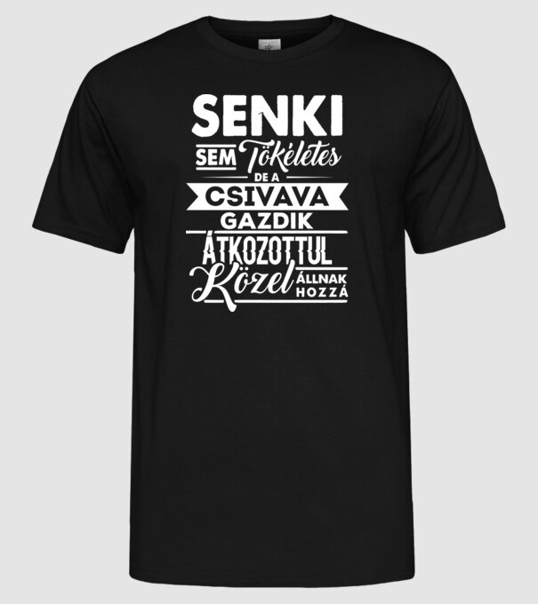 Senki sem tökéletes Csivava minta fekete pólón