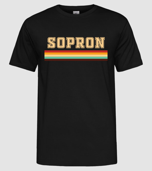 SOPRON csíkok minta fekete pólón