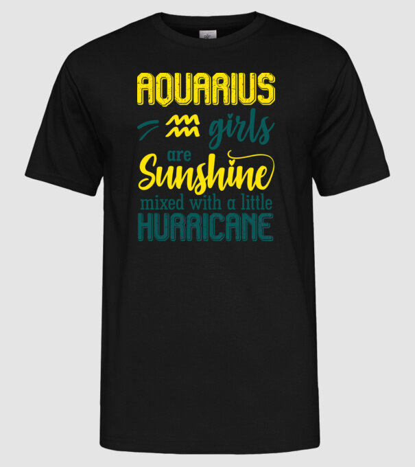 Sunshine with Hurricane AQUARIUS minta fekete pólón
