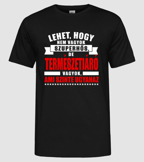 Szuper túrázó minta fekete pólón