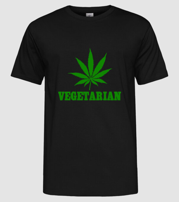 Vegetarian minta fekete pólón