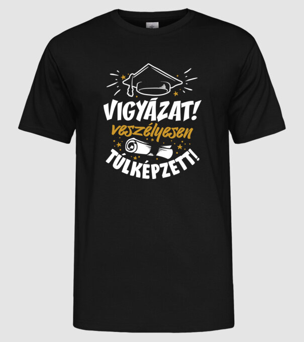 Veszélyesen túlképzett minta fekete pólón