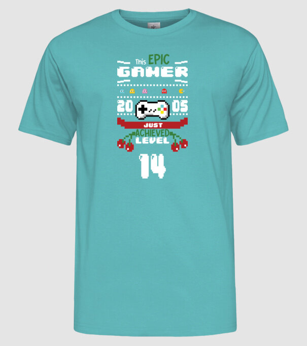 Szülinapos gamer 2005 14 minta türkiz pólón