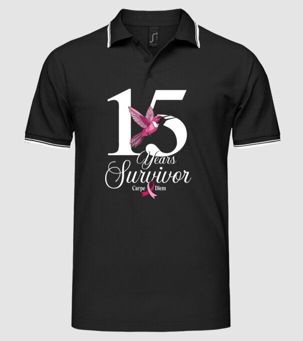 15 years survivor minta fekete pólón