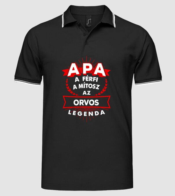 APA a férfi a mítosz a legenda...ORVOS minta fekete pólón