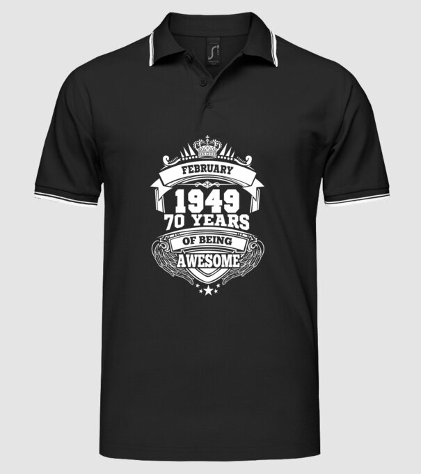 Awesome being of 70 years 1949 FEBRUÁR minta fekete pólón