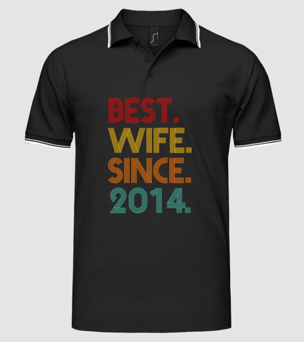 best wife since 2014 retro minta fekete pólón