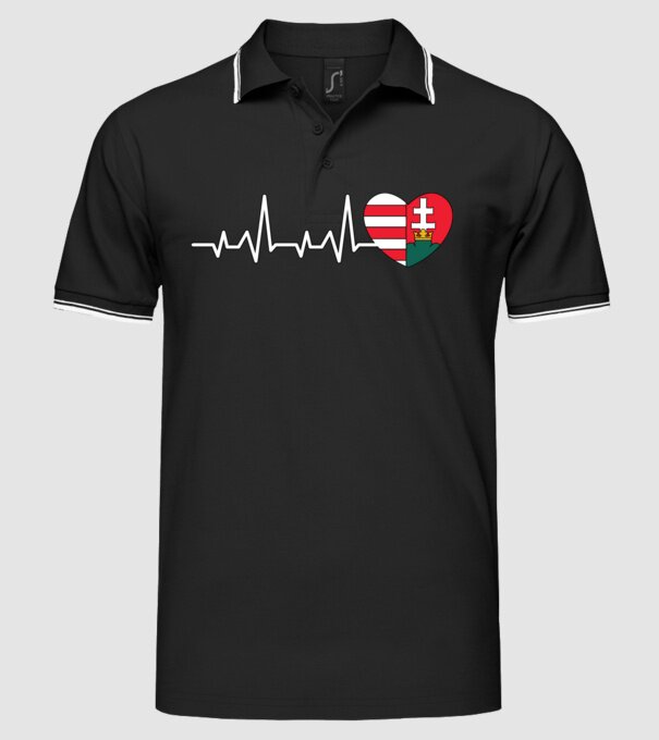 Címer heartbeat minta fekete pólón