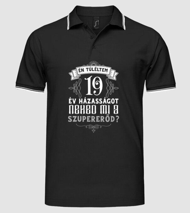 Évforduló túlélő 19 év minta fekete pólón