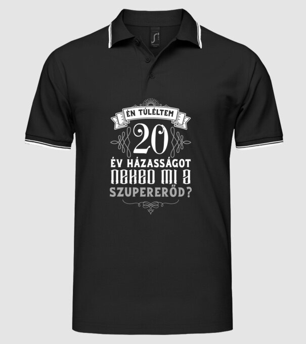 Évforduló túlélő 20 év minta fekete pólón