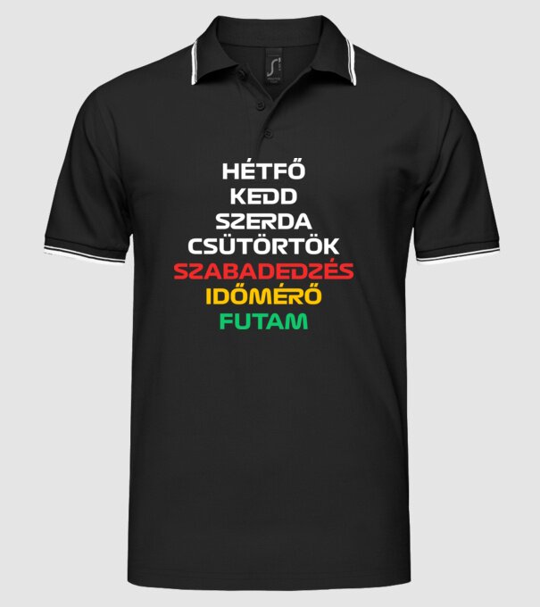 Hétfő kedd szerda csütörtök irőmérő minta fekete pólón
