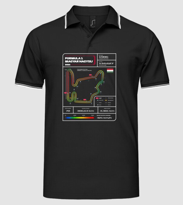 HUNGARORING 2024 minta fekete pólón