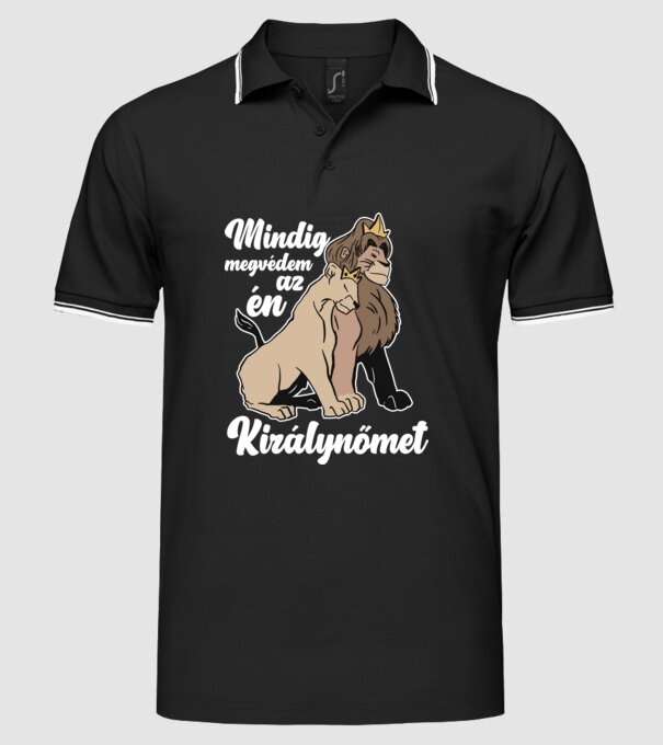 Királyi pár király minta fekete pólón