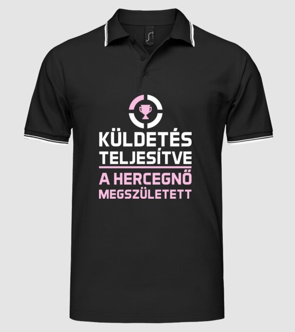 Küldetés teljesítve kislány minta fekete pólón