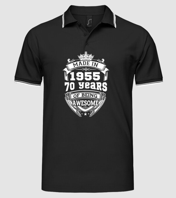Made in awesome 70 éves minta fekete pólón
