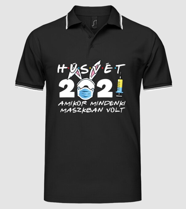 Maszkos húsvét minta fekete pólón