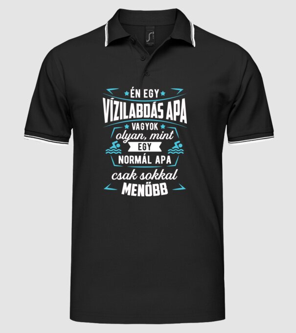 Menő Vízilabdás apa minta fekete pólón