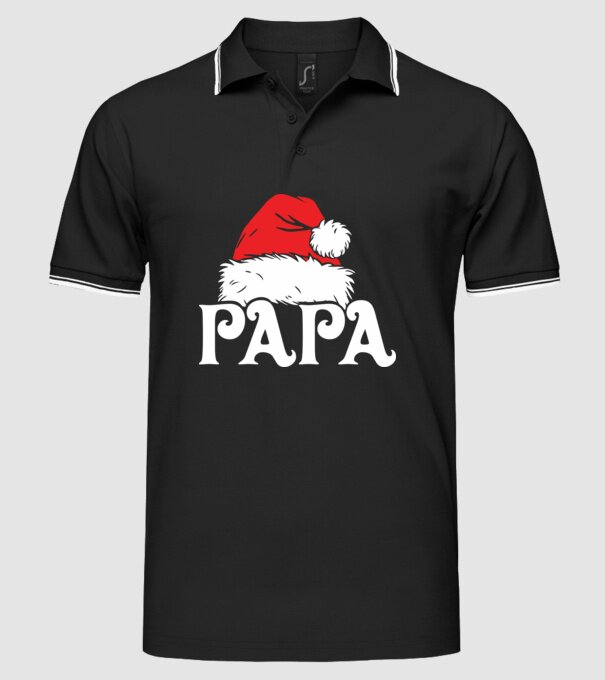 Mikulás sapka Papa minta fekete pólón