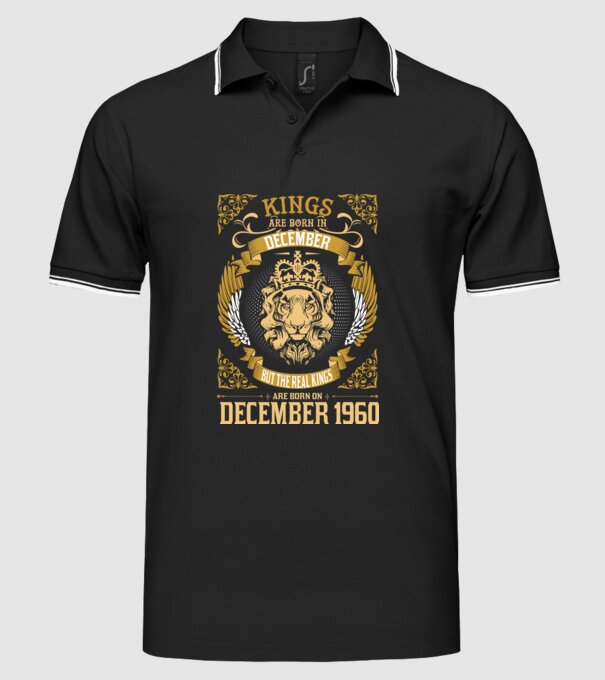 Oroszlános szülinapos 1960 DECEMBER minta fekete pólón