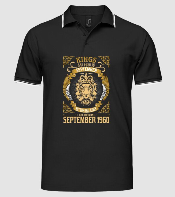 Oroszlános szülinapos 1960 SZEPTEMBER minta fekete pólón