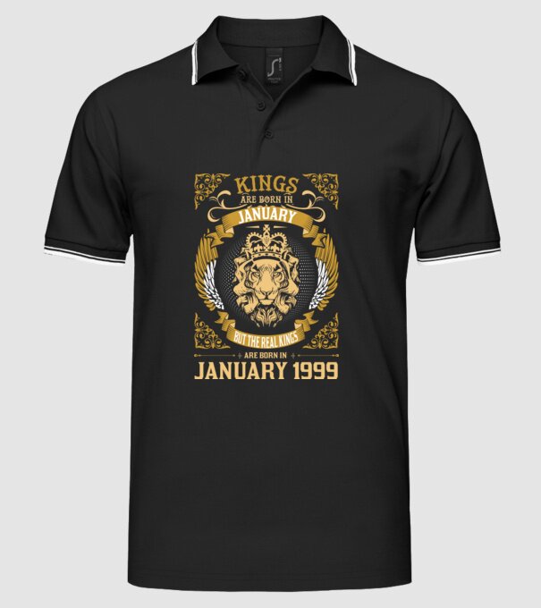Oroszlános szülinapos 1999 JANUÁR minta fekete pólón