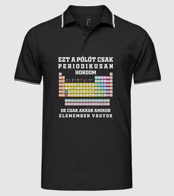 Periodikusan minta fekete pólón