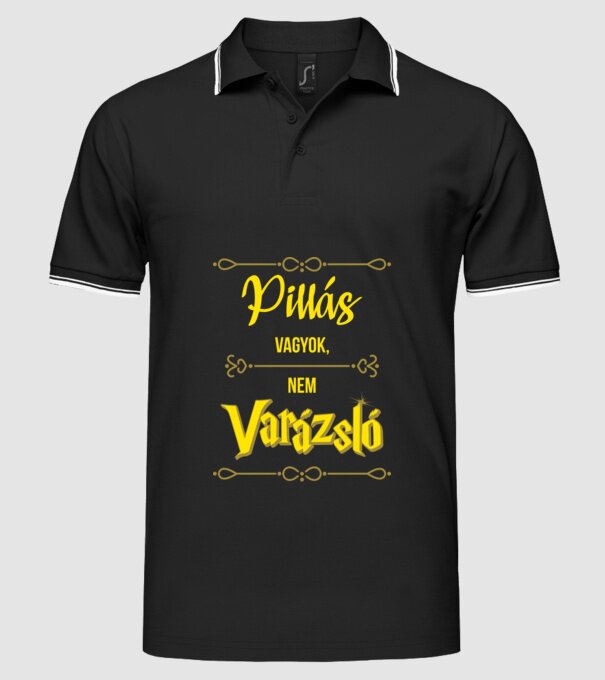 Pillás vagyok nem varázsló minta fekete pólón