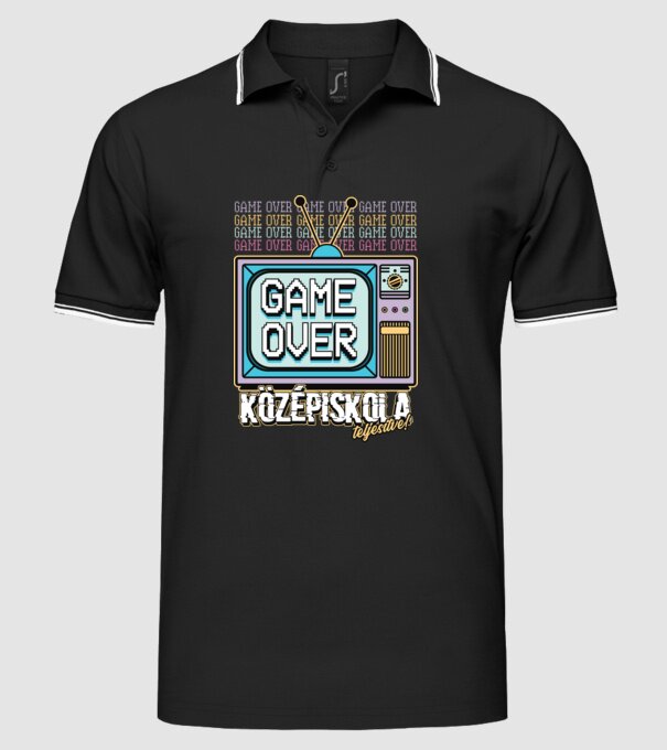 Retro ballagás középiskola teljesítve minta fekete pólón