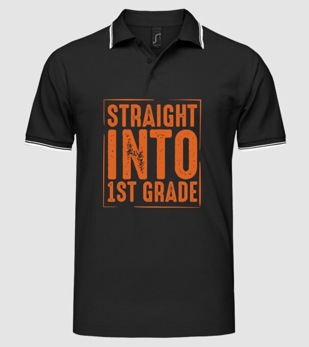Straight into 1st grade minta fekete pólón