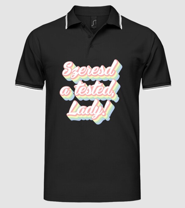 szeresd a tested lady-02 minta fekete pólón