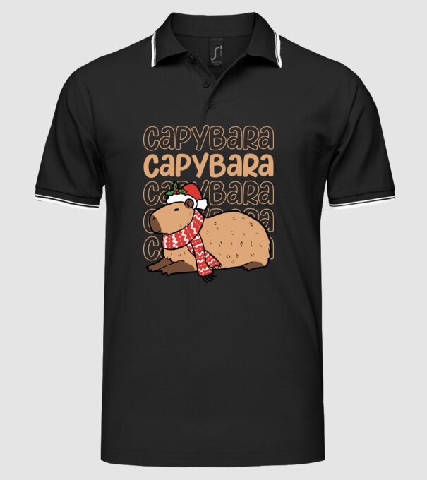 Xmas Cappy minta fekete pólón