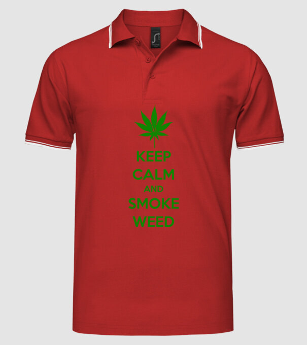 Keep calm - SMOKE WEED minta piros pólón