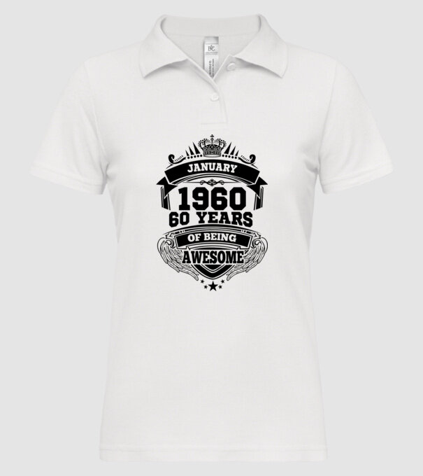 Awesome being of 60 years 1960 JANUÁR minta fehér pólón