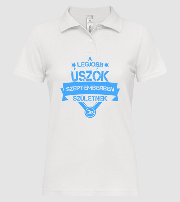 Csillagos legjobb szülinapos úszók SZEPTEMBER minta fehér pólón