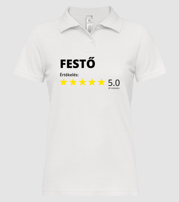 Értékelés 5 csillag - FESTŐ minta fehér pólón