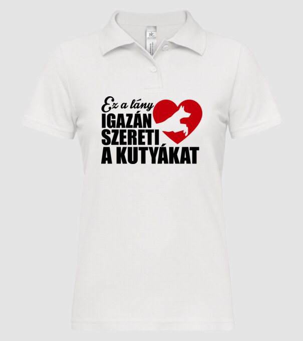 Kutyás lány minta fehér pólón