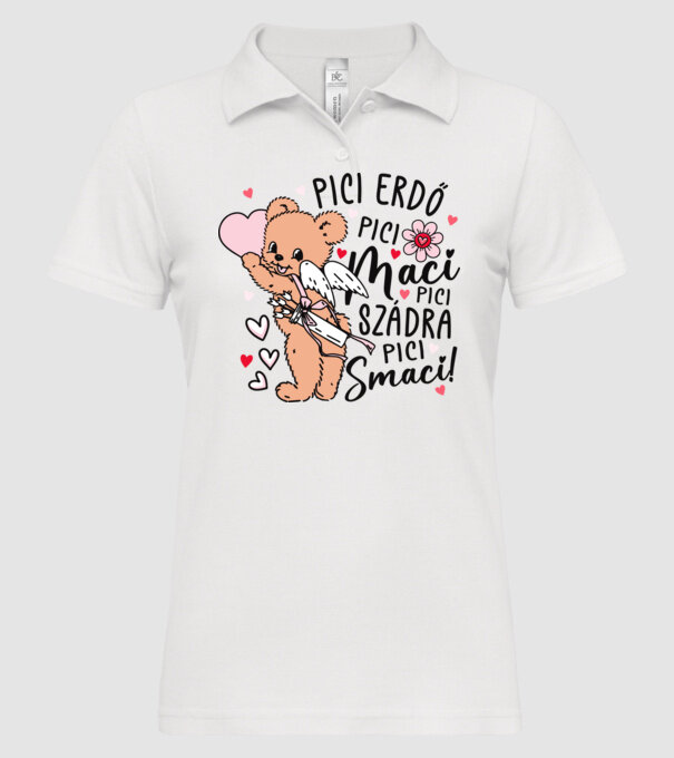 Pici erdő pici maci páros minta fehér pólón