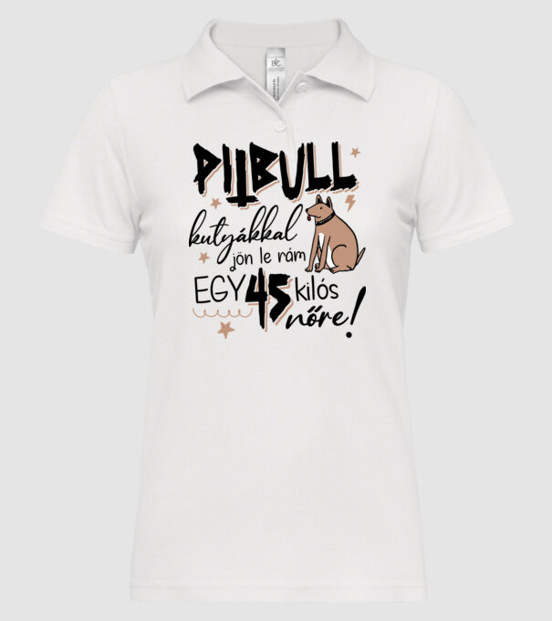 Pitbull kutyákkal jön le rám minta fehér pólón