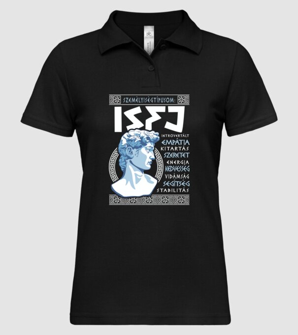 16 Személyiségtipus GREEK STYLE ISFJ A VÉDELMEZŐ minta fekete pólón