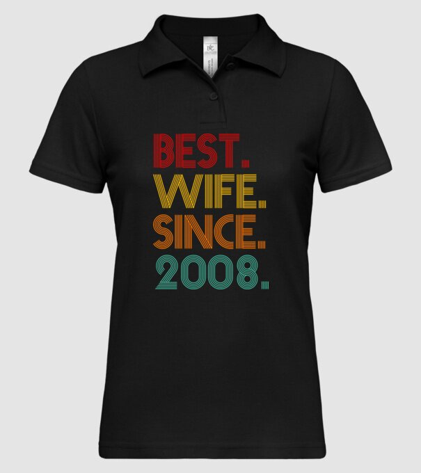 best wife since 2008 retro minta fekete pólón