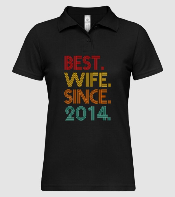 best wife since 2014 retro minta fekete pólón