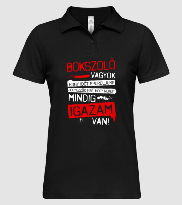 Bokszoló vagyok mindig igazam van minta fekete pólón