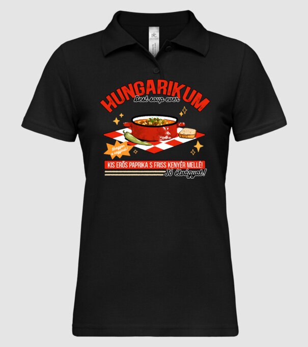 Gulyás leves Hungarikum minta fekete pólón
