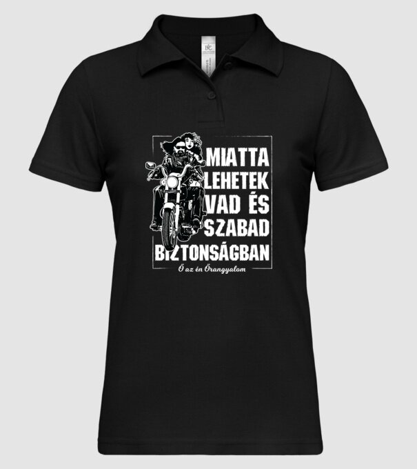 Motoros Miatta lehetek vad és szabad nőnek minta fekete pólón