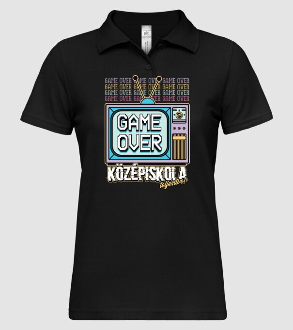 Retro ballagás középiskola teljesítve minta fekete pólón