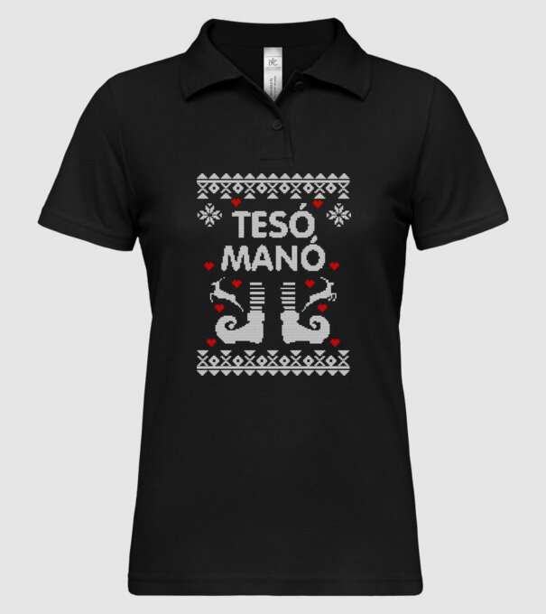 Tesó Manó ugly sweater minta fekete pólón