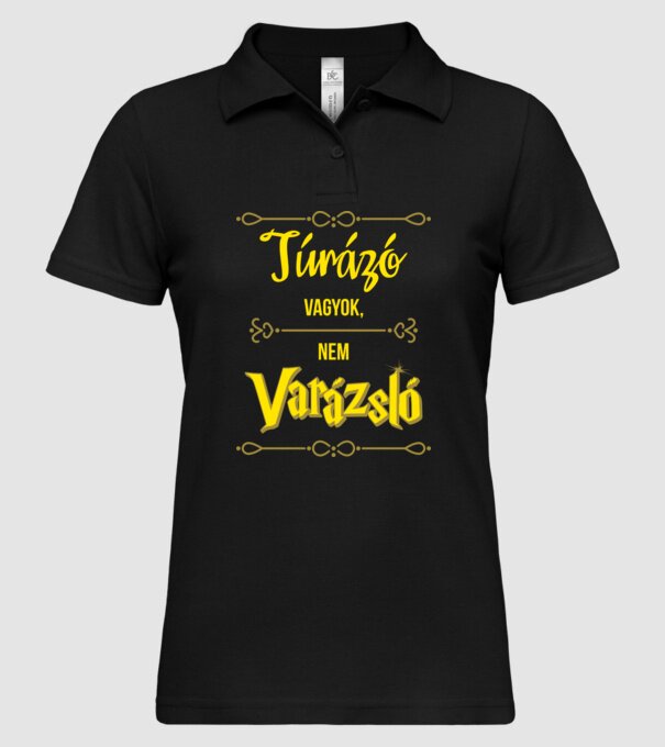 Túrázó vagyok nem varázsló minta fekete pólón